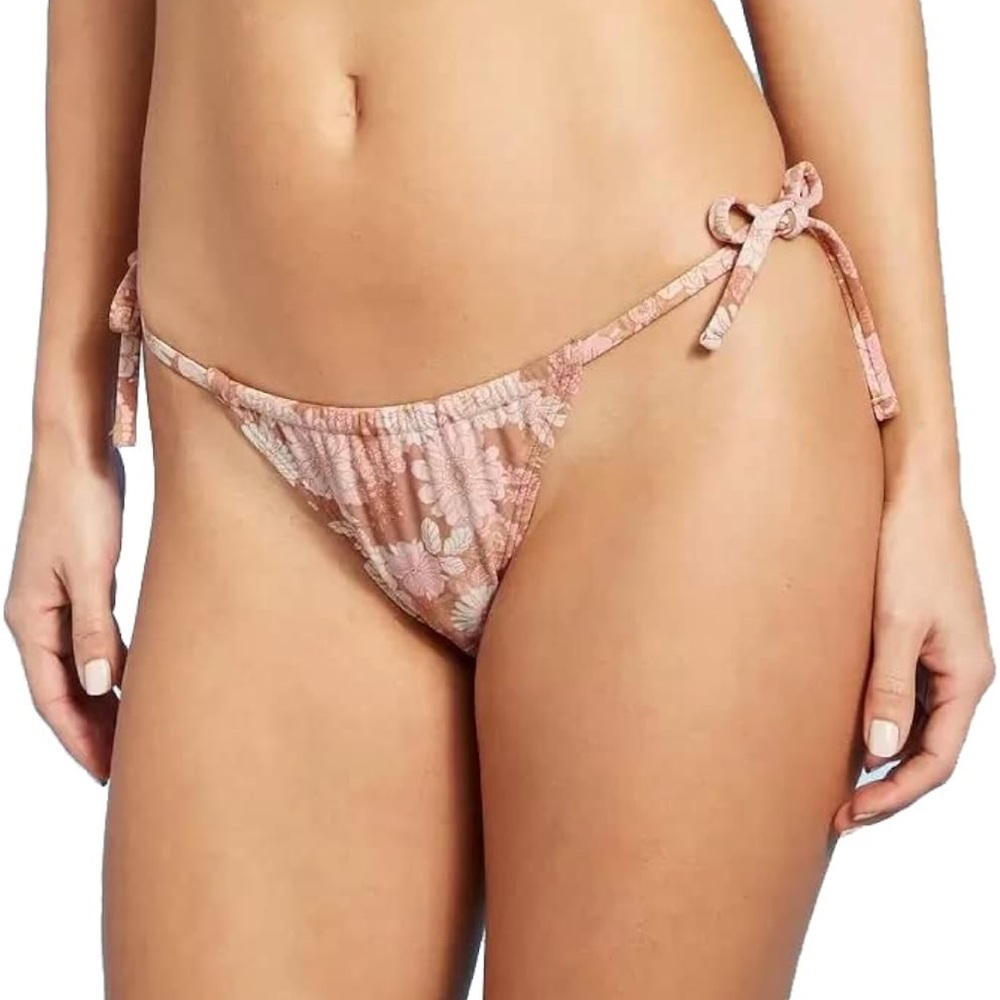 Xhilaration New Shirred Side-Tie High Leg Scoop Bikini Bottom